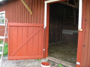 Dörr och dörrkarm efter målning